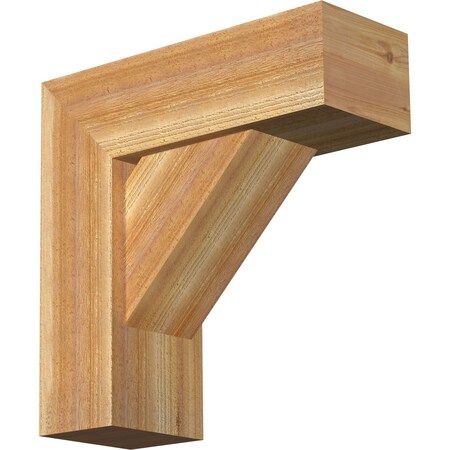 Ekena Millwork Traditional Block Rough Sawn Bracket w/ Offset Brace, Western Red Cedar, 8"W x 22"D x 22"H BKT0806X22X22TRA05RWR